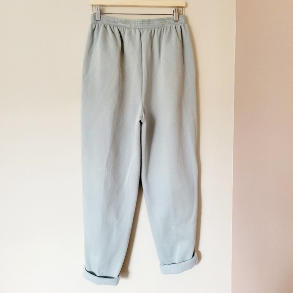 Vintage 90s Sage Green Cottagecore Floral Embroidery Sweat Pants - Picture 2 of 6